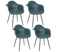 HOME DECO FACTORY, HD0493, Set di 4 poltrone ergonomiche Blu, Comfort ottimale, Design Elegante, Versatile per Tavolo, Ufficio o Soggiorno, di Facile Manutenzione, Dimensioni 62x85x59 cm