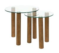 HOME DECO FACTORY, HD0554, Tavolino impilabile Rotondo in Vetro temperato, Design Moderno ed Elegante, Ideale per ottimizzare Lo Spazio, di Facile Manutenzione, Dimensioni 50x50 cm, Colore Marrone