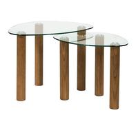 HOME DECO FACTORY, HD0555, Tavolino impilabile in Vetro temperato Clara - Design Elegante e Pratico, salvaspazio, di Facile Manutenzione - Dimensioni: 60x43x45 cm, Colore Marrone