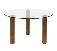 Home Deco Factory, HD0556, Tavolo Rotondo Clara in Vetro Temperato - Design Elegante e Versatile, Ideale per Pasti e Aperitivi, di Facile Manutenzione, Dimensioni 75x75 cm, Marrone