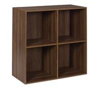HOME DECO FACTORY - HD0577 - Mobile Modulare 4 Scomparti in Legno Scuro - Scaffale Pratico ed Elegante per Libri e Oggetti Decorativi - Ideale per Ottimizzare Lo Spazio - 4 Scomparti - Colore Marrone