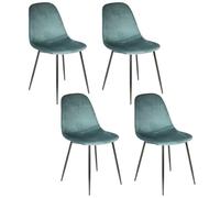 HOME DECO FACTORY HD67031 Set di 4 sedie in Velluto Cotele Giulia Sedia da Tavolo Seduta Salotto Sala da Pranzo Ingresso Camera mobili, Metallo, Anatra Blu, 54 x 85 x 44 cm