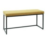 HOME DECO FACTORY HD6836 Panca Giulia Velluto Cotele, Metal-Fer Tessile-Poliestere Imbottitura PU, Giallo Senape, 100 x 39 x 49 cm