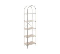 HOME DECO FACTORY - HD7734 - Scaffale ad Arco a 5 Ripiani Terra Nova in MDF - Design Elegante - capacità di Stoccaggio Ideale per Oggetti Decorativi - Piante e Libri - Bianco Beige - Standard