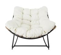 HOME DECO FACTORY, HDO2191, sedia a dondolo Tulum cuscino beige, mobili, mobili da giardino, seduta da esterno, 96x73x114 cm, altezza seduta 58 cm, marrone nero beige