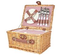 THE HOME DECO FACTORY Home Deco Factory Il Cestino da Picnic in Vimini con stoviglie da Giardino, Vetro