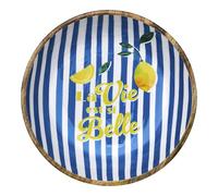 HOME DECO FACTORY - Insalatiera Manguier Dolce Vita 33 cm - Ideale per Insalate e Piatti da Condividere - Decorazione a Righe - Design Elegante - Perfetta per i Tuoi Pranzi Conviviali - Blu e Bianco