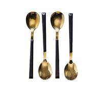 HOME DECO FACTORY, KA0526, Cucchiaini da Dessert in Acciaio Inossidabile Nero, Design Elegante ed ergonomico, Set da 4, Perfetti per Tutte Le Occasioni, di Facile Manutenzione, Colore Nero
