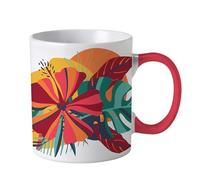 HOME DECO FACTORY, KA0593, Tazza Exotic Paradise 30Cl in Ceramica, Design colorato e Vivace, Ideale per Bevande Calde e Fredde, di Facile Manutenzione, Lavabile in lavastoviglie, Bianco Multicolor