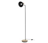 HOME DECO FACTORY, LA0029, Lampada da Terra in Metallo Nero e Legno, Design Moderno ed Elegante, Illuminazione Morbida e Calda, Compatibile con LED, Ideale per Soggiorno o Ufficio - 150 cm, Nero