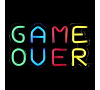 HOME DECO FACTORY, LA0062, Lampada LED Neon Game Over USB, Illuminazione Multicolore, Design retrò Ispirato ai Videogiochi, Ideale per la Decorazione di Interni, Dimensioni: 30 cm, Colore: Multicolor