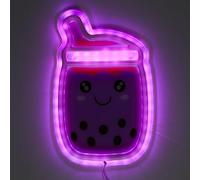 HOME DECO FACTORY - LA0191 - Lampada LED Effetto Neon Bubble Tea USB - Decorazione Luminosa Kawaii in Plastica - Ideale per la Casa - Dimensioni 27 x 2 x 17,5 cm - Colore Rosa