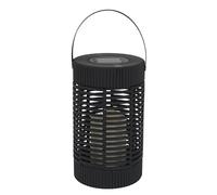 HOME DECO FACTORY Lanterna Solare Effetto Candela 23 cm Nero e Bianco | Plastica, lanterna solare, effetto candela, luce da esterno, giardino o terrazza, resistente, nero e bianco