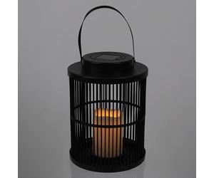 HOME DECO FACTORY Lanterna Solare Effetto Candela 25 cm Esterno Nero | Plastica, lanterna solare, effetto candela, luce da esterno, elegante e resistente, giardino, nero