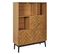 HOME DECO FACTORY Libreria 2 Cassetti e 2 Ante Contenitore Marrone | Legno ingegnerizzato, libreria, 2 cassetti, 2 ante, contenimento ottimale, salotto o camera, finitura curata, marrone e nero