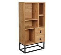 HOME DECO FACTORY Libreria Abbott Legno e Metallo 2 Cassetti Rovere e Nero | Legno e metallo, libreria modello Abbott, 2 cassetti, 5 scomparti, design moderno, salotto, robusta, rovere e nero