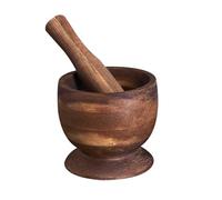 HOME DECO FACTORY Mortaio e Pestello in Acacia Utensile Ergonomico Marrone | Legno di acacia, mortaio e pestello, utensile ergonomico, tritare e pestare, spezie ed erbe, cucina, marrone
