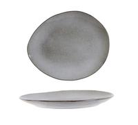 HOME DECO FACTORY Piatto Piano in Gres Ciottolo Design Zen 22 cm Grigio | Ceramica gres, piatto piano, forma ciottolo, design naturale e zen, lavastoviglie, 18x22 cm, grigio