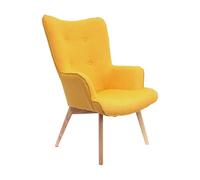 HOME DECO FACTORY Poltrona Moderna in Legno e Metallo Tessuto Comodo Giallo | Legno metallo e tessuto, poltrona moderna, seduta comoda, salotto o camera, design attuale, 91x69x80 cm, giallo