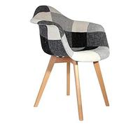 HOME DECO FACTORY Poltrona Patchwork Scandinava, 62 cm x 64 cm x 84.5 cm, Grigia