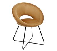 HOME DECO FACTORY Poltrona Rotonda Velluto a Coste Giulia Giallo e Nero | Metallo e velluto a coste, poltrona rotonda Giulia, edizione lounge, seduta comoda, salotto, 67x84x52 cm, giallo e nero