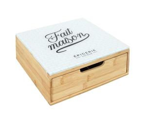 HOME DECO FACTORY Portacapsule a Cassetto Legno e Vetro caffè e tè Marrone | Bambù e vetro, portacapsule a cassetto, contenimento caffè e tè, design moderno, cucina, marrone e bianco