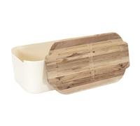 HOME DECO FACTORY Portapane Moderno Coperchio in Acacia Bianco e Marrone | Plastica e acacia, portapane, coperchio in legno, design elegante, conservazione, cucina, bianco e marrone