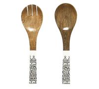HOME DECO FACTORY Posate da Insalata in Legno di Mango Eleganti Nero | Legno di mango, posate da insalata, design elegante e durevole, servizio da tavola, tutti i pasti, nero