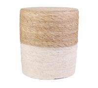 HOME DECO FACTORY HD6570 Pouf Blue Lagoon Beige, Polyester Bois-Contreplaque Textile-Jonc, Sabbia-Blu, 35.00 x 35.00 x 41.00 cm