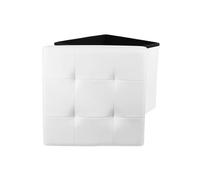 HOME DECO FACTORY Pouf Contenitore Pieghevole in Ecopelle Trapuntato Bianco | Ecopelle, pouf contenitore pieghevole quadrato, trapuntato, seduta imbottita, contenitore, salotto, 37,5x37,5x37,5 cm, bianco