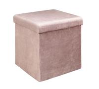 Home Deco Factory Pouf Pieghevole, 38 x 38 x 38 x 38 cm, Rosa | Pouf pieghevole in velluto a coste e MDF, design moderno, pratico contenitore per soggiorno, camera da letto, 38 x 38 x 38 cm