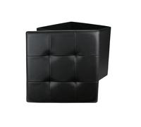 HOME DECO FACTORY Pouf Pieghevole in Ecopelle, 38 cm x 38 cm x 38 cm, Nero