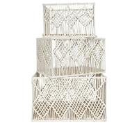 HOME DECO FACTORY, RG0022, X3 Cesto Rettangolare Boho Nesting - Pratico ed Elegante Contenitore Decorativo per la casa - Ideale per Giocattoli, Vestiti, Accessori - Taglia: Grande, Beige