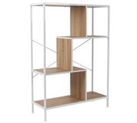 HOME DECO FACTORY Scaffale a Scomparti 3 Ripiani 113 cm Bianco | Compensato, scaffale industriale a scomparti, 3 ripiani, stile vintage, salotto camera ufficio, 80x113 cm, bianco e marrone