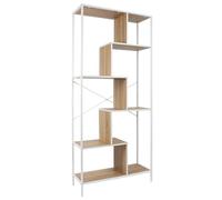 HOME DECO FACTORY Scaffale Industriale a Scomparti in Legno 180 cm Bianco | Legno ingegnerizzato, scaffale industriale a scomparti, stile vintage, grande formato, 80x180 cm, bianco e marrone