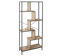 HOME DECO FACTORY Scaffale Industriale Edison in Ferro e Legno 80 cm Nero | Metallo e legno, scaffale industriale, modello Edison, design contemporaneo, salotto o camera, 80x80x40 cm, nero e legno