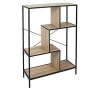 HOME DECO FACTORY Scaffale Industriale in Ferro e Legno 180 cm Nero e Legno | Metallo e legno, scaffale contenitore industriale, design contemporaneo, salotto o ufficio, 80x30x180 cm, nero e legno