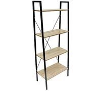 HOME DECO FACTORY Scaffale Legno e Metallo 4 Ripiani Largo 148 cm Beige | Metallo e legno, scaffale, 4 ripiani, stile industriale, salotto ufficio o camera, grande formato, 60x32,5 cm, beige e nero