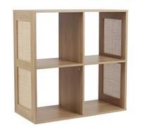 HOME DECO FACTORY Scaffale Modulare 4 Cubi in Rattan Design Arioso Marrone | Rattan, scaffale modulare, 4 cubi, design arioso, salotto camera ingresso, naturale, 66x66x32 cm, marrone