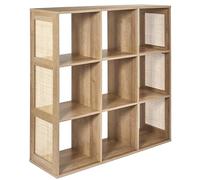 HOME DECO FACTORY Scaffale Modulare 9 Cubi in Rattan Design Arioso Marrone | Rattan, scaffale modulare, 9 cubi, design arioso, salotto camera ingresso, grande capacità, naturale, 99,6x99x32 cm, marrone