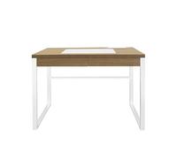 HOME DECO FACTORY Scrivania Moderna in Legno e Metallo con Cassetto Bianco | Legno e metallo, scrivania moderna, cassetto contenitore, design ergonomico, piccoli spazi, 100x50,3x74 cm, bianco