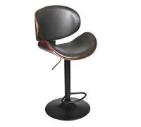 HOME DECO FACTORY Sedia Bar Alta Rétro Legno e Ferro Regolabile Nero | Legno e ferro, sedia bar alta rétro, altezza regolabile, seduta imbottita, cucina o bar, comoda, nero