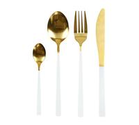 HOME DECO FACTORY Servizio Posate 16 Pezzi in Inox Oro e Bianco Bianco | Acciaio inox, servizio posate 16 pezzi, design elegante, finitura oro e bianco, resistente, servizio da tavola, bianco e oro