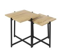 HOME DECO FACTORY Set 2 Tavolini a Incastro in Legno MDF Moderno Marrone | Legno ingegnerizzato, set 2 tavolini a incastro, design moderno, salotto o sala da pranzo, 40x40x40 cm, marrone e nero