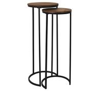 HOME DECO FACTORY Set 2 Tavolini a Incastro Softness Tavolo e Ufficio Nero | Set 2 tavolini a incastro, collezione Softness, tavolino e scrivania, salvaspazio, 32,5x80x32,5 cm, nero e marrone