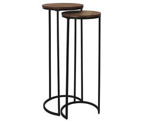 HOME DECO FACTORY Set 2 Tavolini a Incastro Softness Tavolo e Ufficio Nero | Set 2 tavolini a incastro, collezione Softness, tavolino e scrivania, salvaspazio, 32,5x80x32,5 cm, nero e marrone