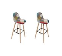 HOME DECO FACTORY - Sgabello da bar, motivo: Patchwork Riga, in legno, set di 2
