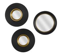 HOME DECO FACTORY Specchio Convesso Design Essenziale 25,5 cm Nero e Oro | Plastica, specchio convesso, design essenziale, effetto profondità, salotto camera corridoio, decorativo, nero e oro