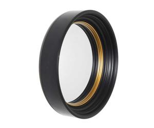 HOME DECO FACTORY Specchio Convesso Rotondo 40,5 cm Oro e Nero | Plastica, specchio convesso rotondo, contorno nero, effetto visivo ingrandito, decorazione murale moderna, oro e nero