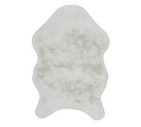 HOME DECO FACTORY Tappeto Imitazione Pelliccia Capelli Fini, 60 cm x 90 cm, Ecrù